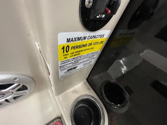 Slide: The Image of 2017 Harris Cruiser 200 capacity label, 10 persons or 1375 lbs limit. - 11