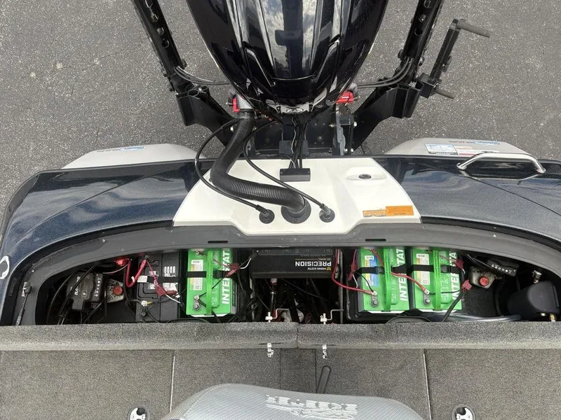 Slide: The Image of 2023 Skeeter ZXR 20 boat showing battery compartment and engine setup. - 29