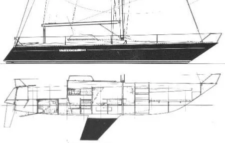 Slide: The Image of Blueprint of 1978 Aphrodite 101 sailboat, side and interior views. - 19