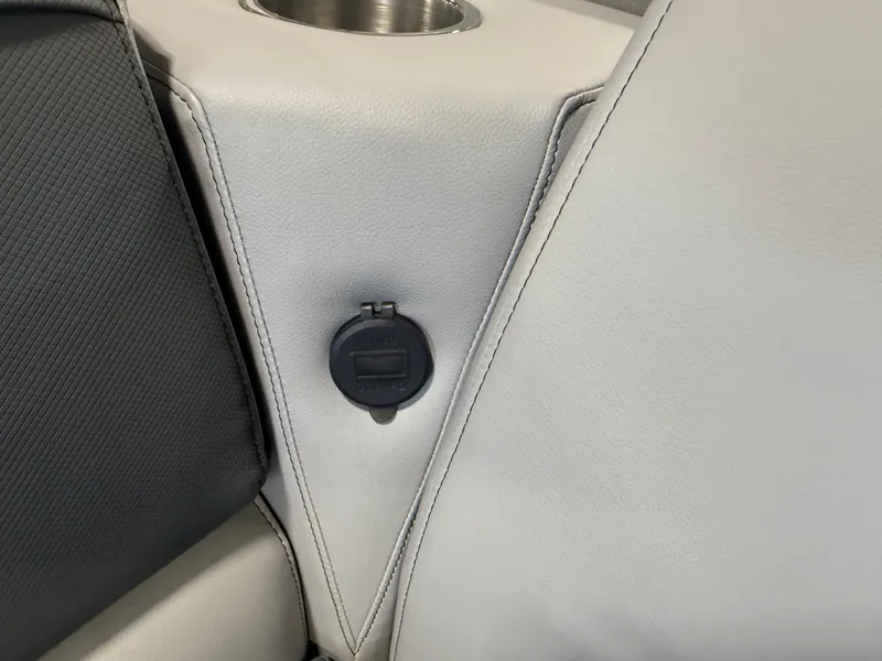 Slide: The Image of Interior detail of 2025 Tahoe Sport 2385 Swingback with USB port and cup holder. - 29