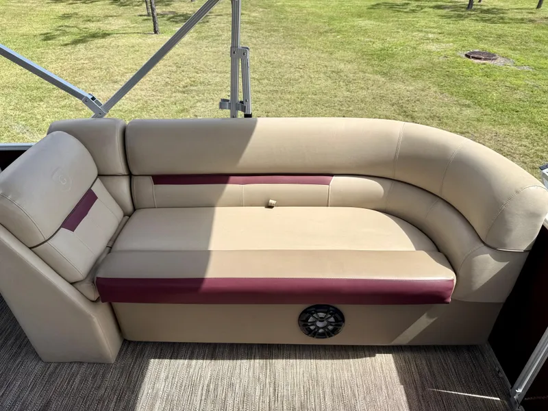 Slide: The Image of Beige and maroon seating on 2022 Godfrey Sweetwater 2286 C pontoon boat. - 12