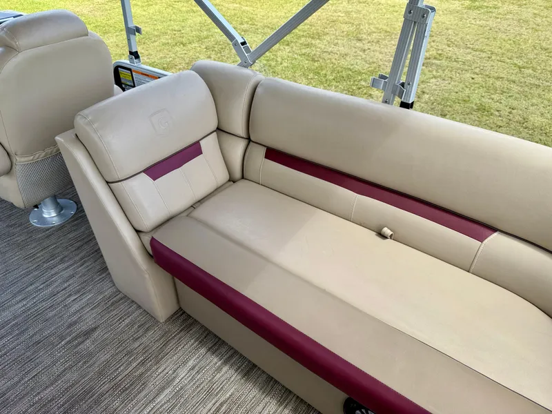 Slide: The Image of Beige and maroon seating on 2022 Godfrey Sweetwater 2286 C pontoon boat. - 13