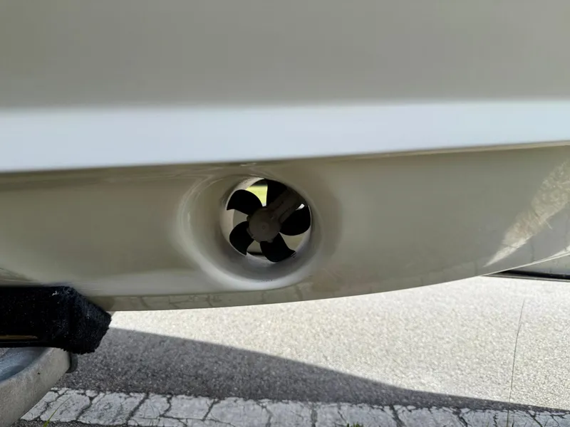 Slide: The Image of Close-up of a 2021 Regal 26 XO boat's bow thruster. - 42
