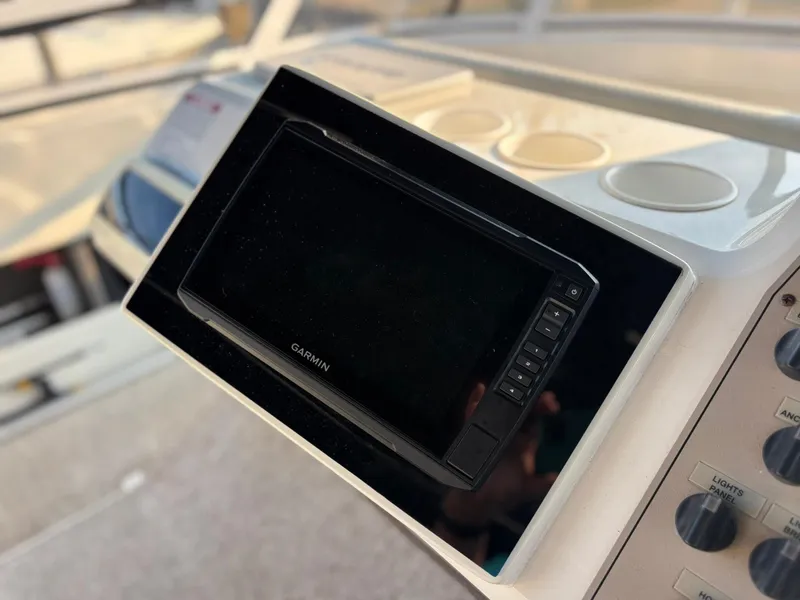 Slide: The Image of Garmin navigation system on 2000 Carver 406 Aft Cabin Motor Yacht dashboard. - 13