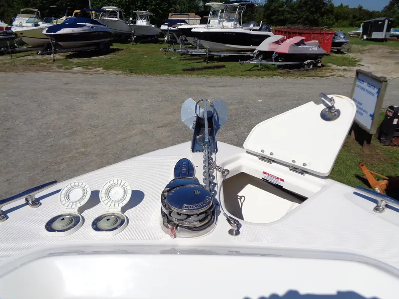 Slide: The Image of 2017 Robalo R260 Center Console boat anchor system and deck details. - 4
