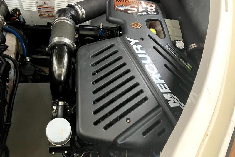 Slide: The Image of Engine compartment of 2001 Wellcraft Martinique 3700 with Mercury 8.1S motor. - 37