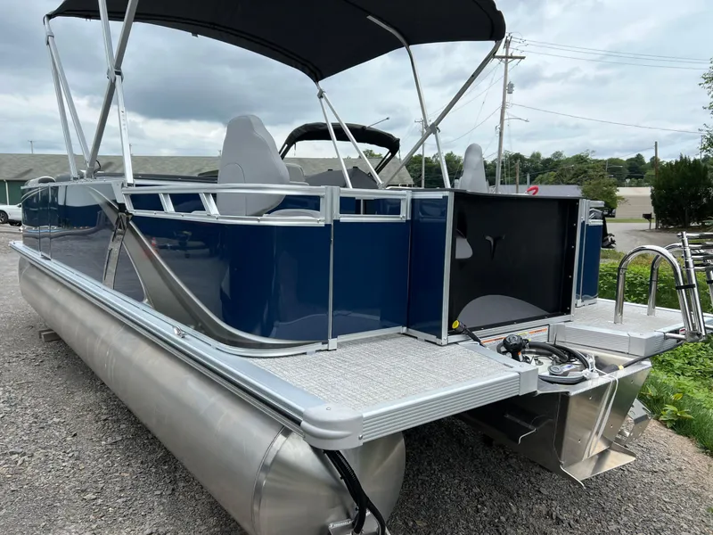 Slide: The Image of 2026 Tahoe Pontoon LTZ 2385 RF with sleek design and spacious deck. - 8