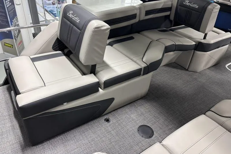 Slide: The Image of 2026 Barletta Corsa boat interior with luxurious seating and modern design. - 16