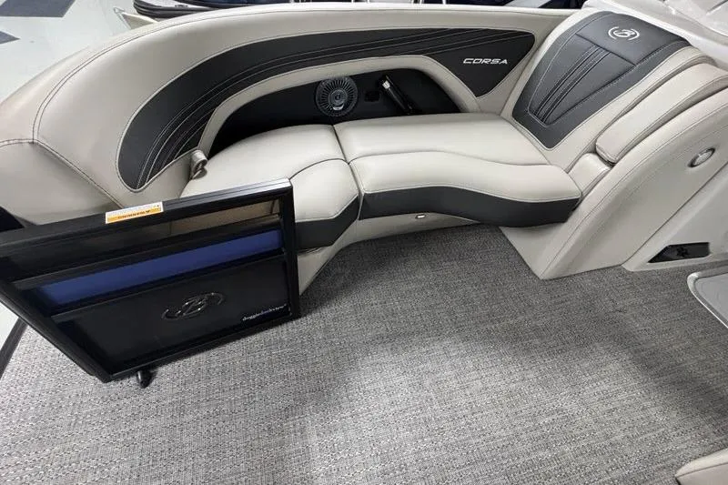 Slide: The Image of 2026 Barletta Corsa boat interior with luxurious seating and modern design. - 18