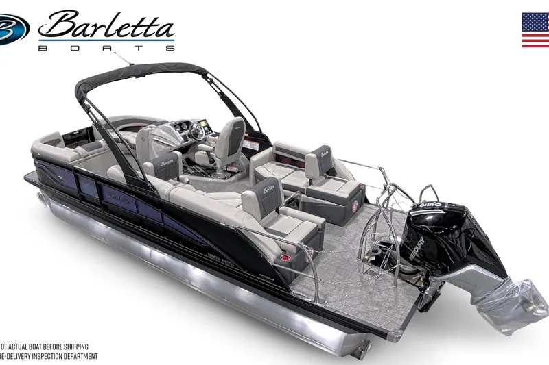 Slide: The Image of 2026 Barletta Corsa pontoon boat with sleek design and modern features. - 21