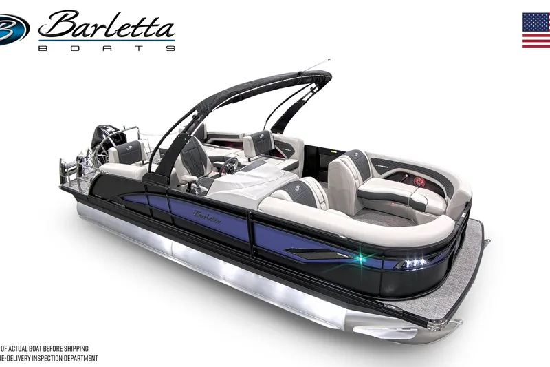 Slide: The Image of 2026 Barletta Corsa pontoon boat with sleek design and luxurious seating. - 24