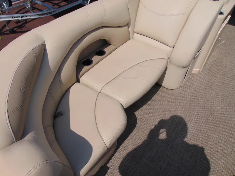 Slide: The Image of Luxurious seating on 2019 Sylvan Mirage 820 Cruise boat with cup holders. - 6