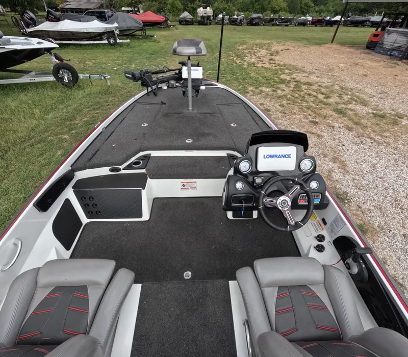 Slide: The Image of Interior of a 2016 Nitro Z20 boat with Lowrance electronics and seating. - 9
