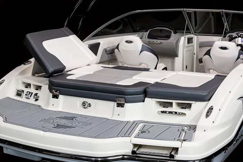Slide: The Image of Manufacturer Provided Image: 2022 Chaparral 21 Surf boat interior with adjustable seating and modern dashboard. - 14