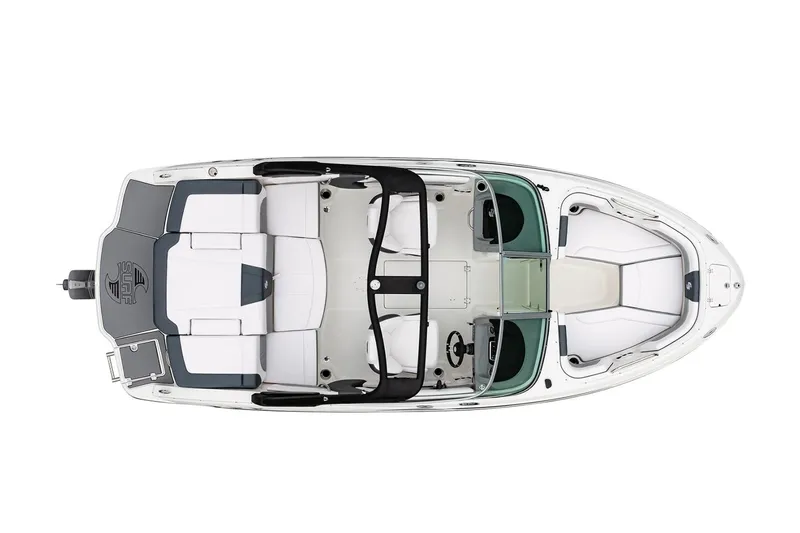 Slide: The Image of Manufacturer Provided Image: 2022 Chaparral 21 Surf boat, top view, white and black interior. - 17