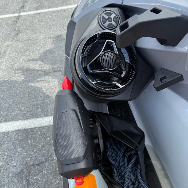 Slide: The Image of Close-up of 2024 Sea-Doo Fishpro Trophy 170 control panel and speaker system. - 11