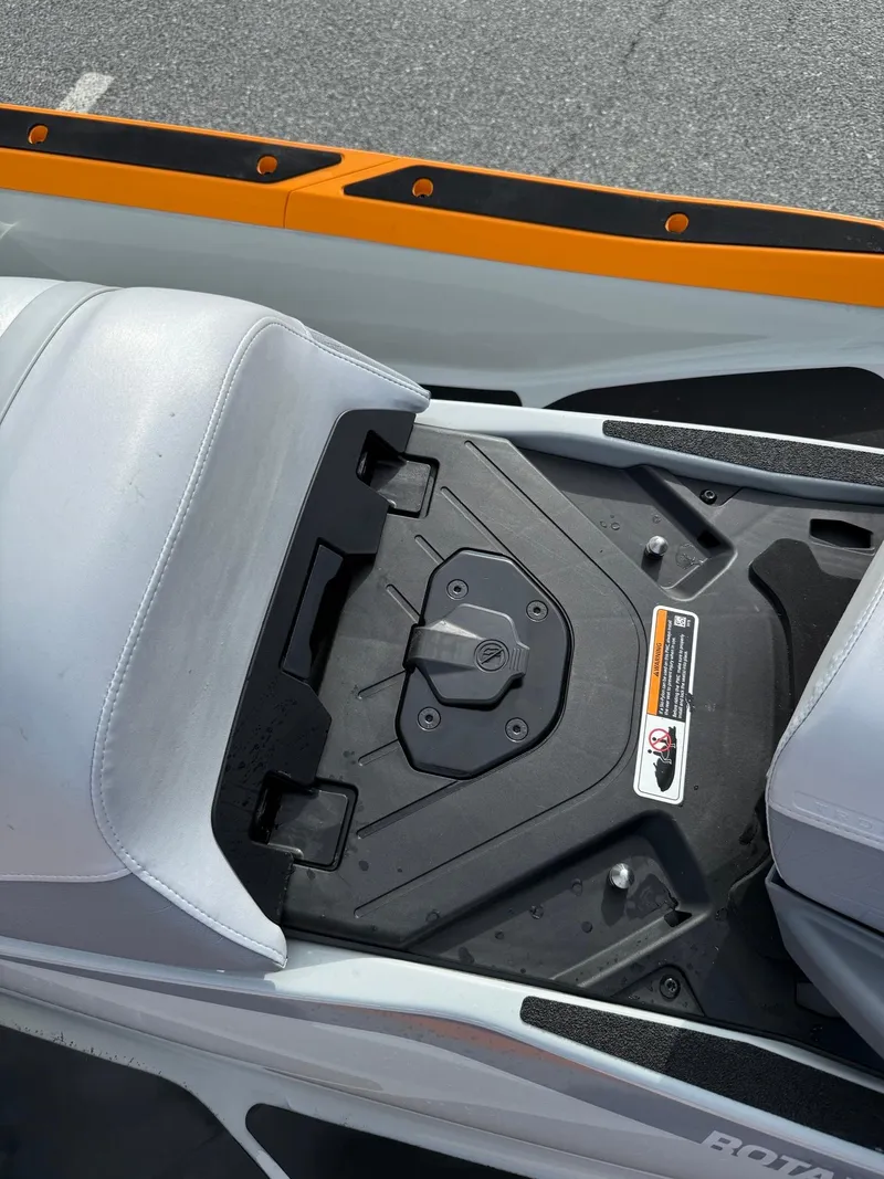 Slide: The Image of 2024 Sea-Doo Fishpro Trophy 170 seat and storage compartment detail. - 15