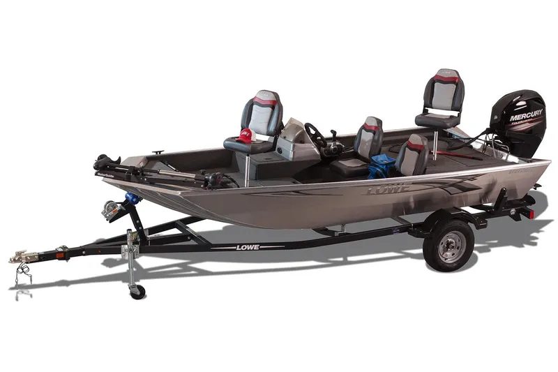 Slide: The Image of Manufacturer Provided Image: 2018 Lowe Stryker 16 fishing boat on trailer with Mercury outboard motor. - 30