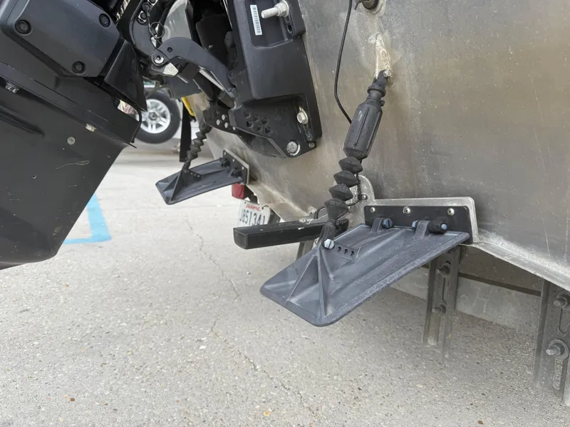 Slide: The Image of Close-up of a Hanko 17 boat's motor and trim tabs, 2015 model. - 12