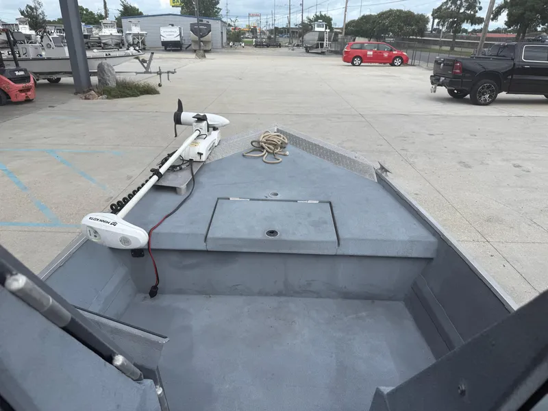 Slide: The Image of Aluminum boat with trolling motor in a parking lot, Hanko 17 model, 2015. - 19