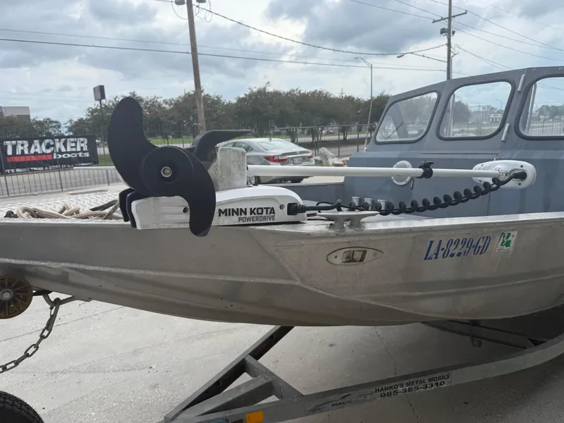 Slide: The Image of Aluminum boat with Minn Kota PowerDrive motor on trailer, Hanko 17 model, 2015. - 6