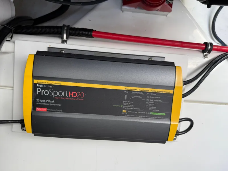 Slide: The Image of ProMariner ProSportHD20 marine battery charger installed in a 2025 Cobalt R6 boat. - 30