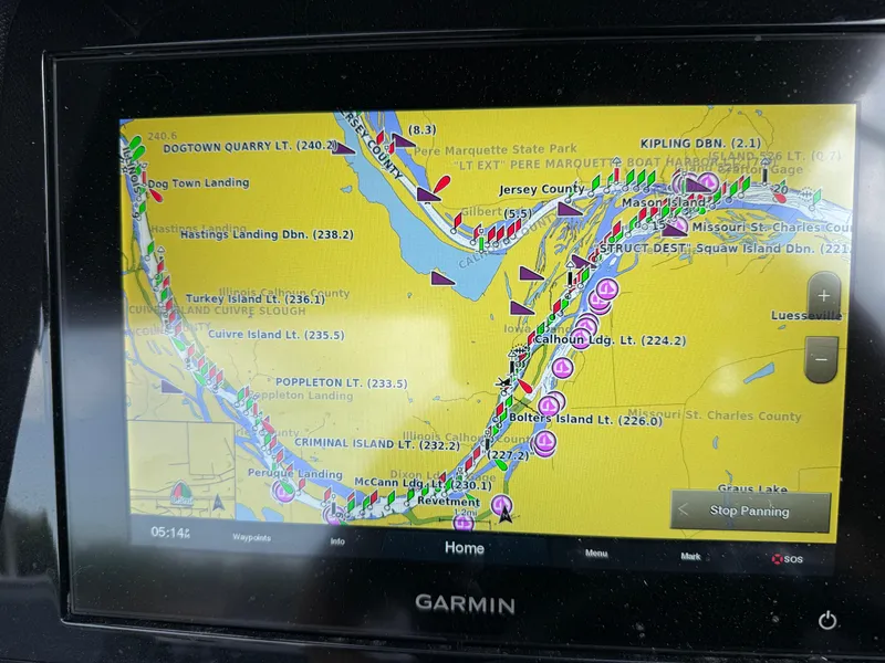 Slide: The Image of Garmin navigation screen displaying a detailed waterway map on a Cobalt R8, 2022 model. - 30