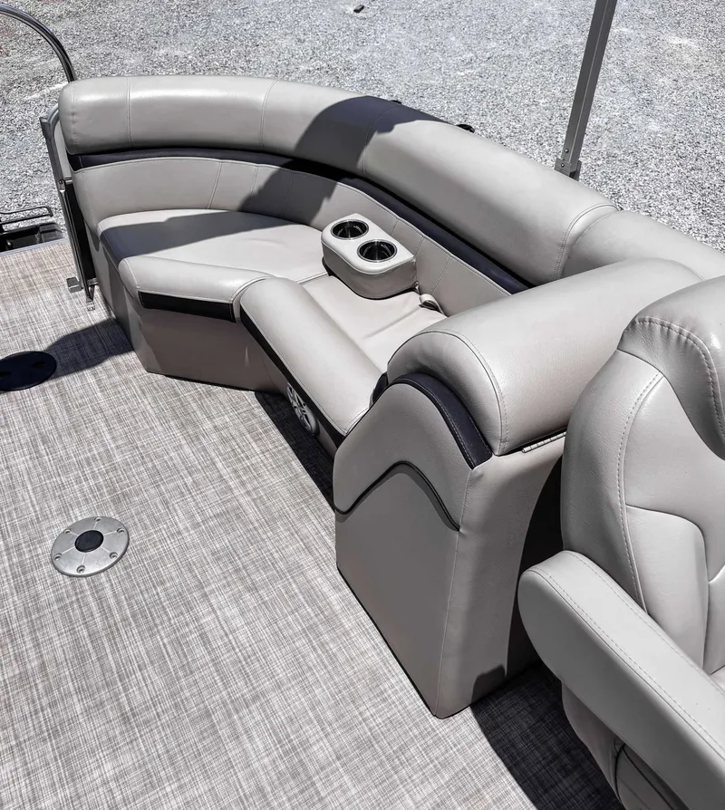 Slide: The Image of Luxurious seating on 2018 South Bay 200 Series S222RS 25 pontoon boat with cup holders. - 17