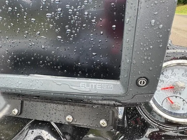 Slide: The Image of Close-up of a rain-soaked Elite 12Ti display on a 2016 Nitro Z18 boat. - 3