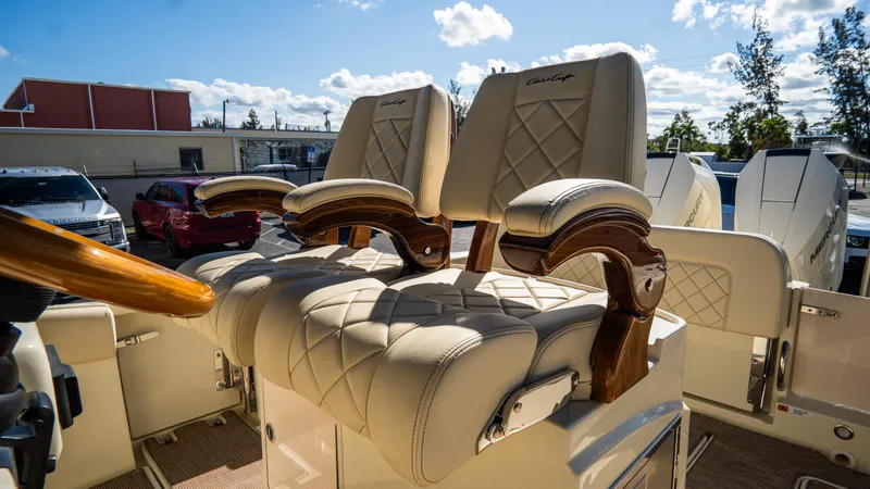 Slide: The Image of Luxurious seating on 2025 Chris-Craft Catalina 30 boat with elegant design. - 21