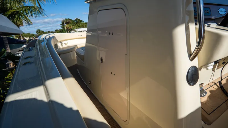 Slide: The Image of 2025 Chris-Craft Catalina 30 boat deck with sleek design and storage compartments. - 31