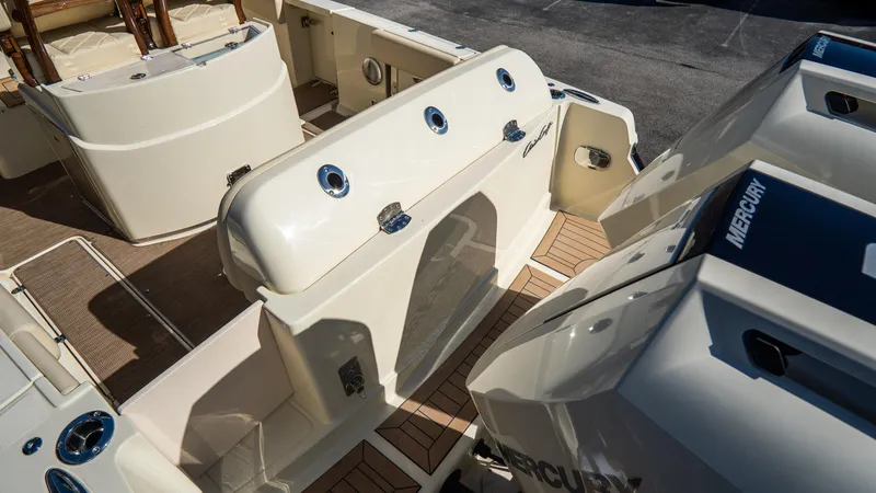 Slide: The Image of 2025 Chris-Craft Catalina 30 boat interior with Mercury engines, showcasing sleek design and functionality. - 5