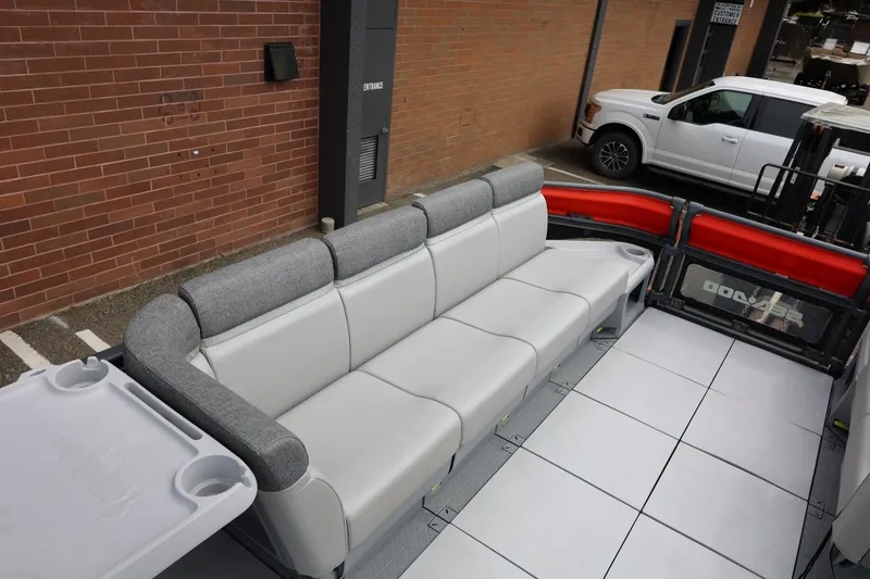 Slide: The Image of 2022 Sea-Doo Switch Cruise 21 interior with spacious seating and modern design. - 15