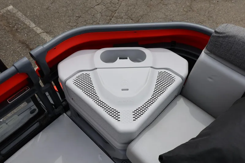 Slide: The Image of 2022 Sea-Doo Switch Cruise 21 interior with seating and storage compartment. - 17