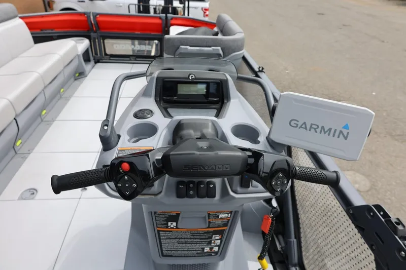 Slide: The Image of 2022 Sea-Doo Switch Cruise 21 dashboard with Garmin navigation system. - 21