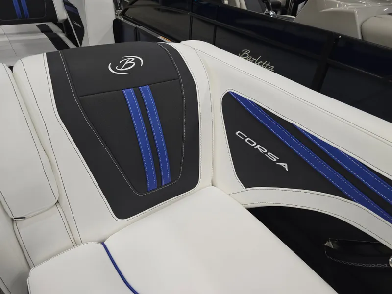 Slide: The Image of Barletta Corsa 23 U 2026 boat seat with blue accent. - 8