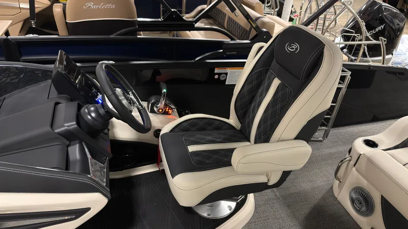 Slide: The Image of Interior of 2026 Barletta Lusso 25 U with luxurious seating. - 18