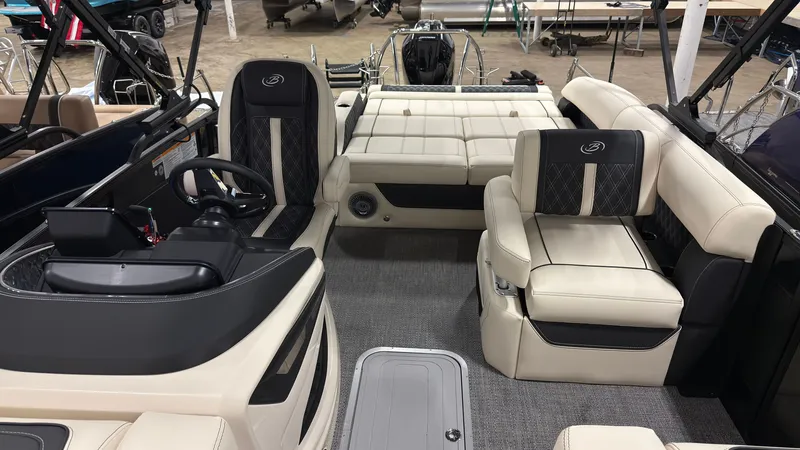 Slide: The Image of Interior of 2026 Barletta Lusso 25 U with luxurious seating. - 8