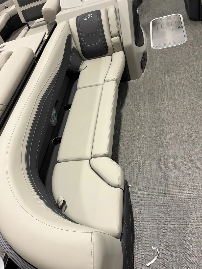 Slide: The Image of Interior of 2026 Barletta Cabrio 24 M with beige seating area. - 11