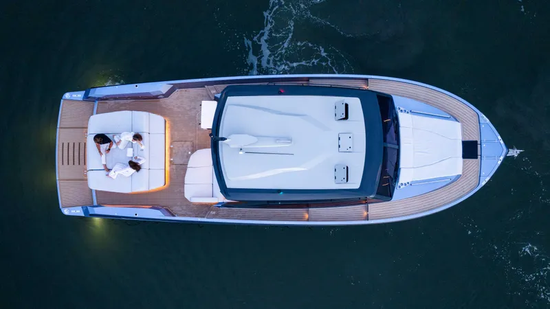 Slide: The Image of Top view of 2026 Santasevera52 yacht with people relaxing on deck. - 26