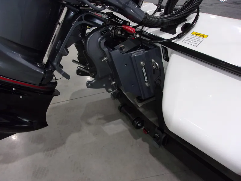 Slide: The Image of Close-up of 2026 Skeeter ZXR-20 SE boat engine and mounting components. - 8