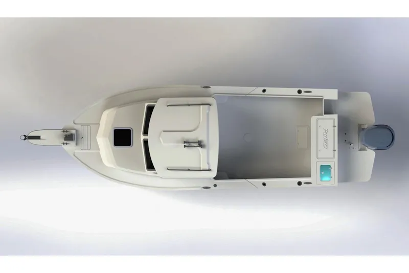 Slide: The Image of Top view of a 2019 Parker 2320 Sport Cabin boat, showcasing its sleek design. - 28