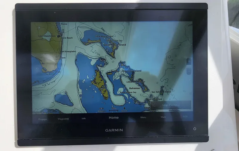 Slide: The Image of Garmin navigation screen displaying nautical map on 2008 Intrepid 430 Sport Yacht. - 19