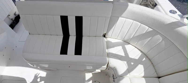 Slide: The Image of White seating area on a 2008 Intrepid 430 Sport Yacht. - 9