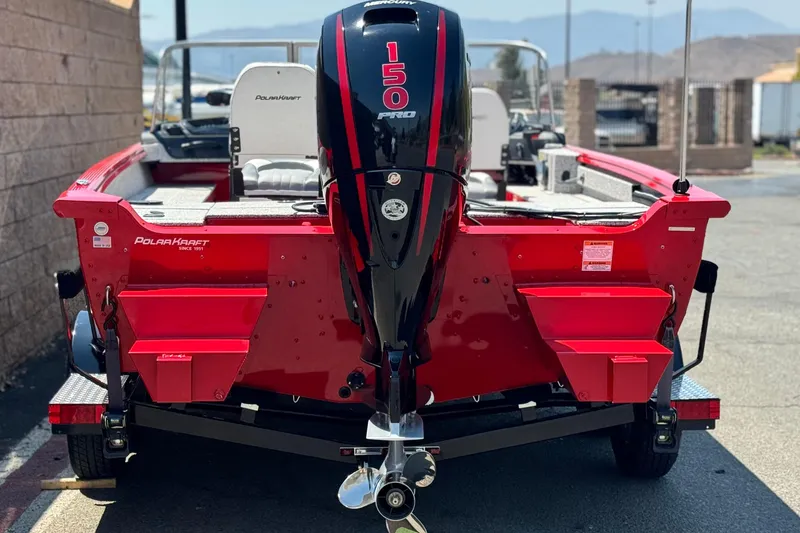 Slide: The Image of Red Apex Outlander V2010 boat, 2024 model, with powerful 150 Pro engine. - 4