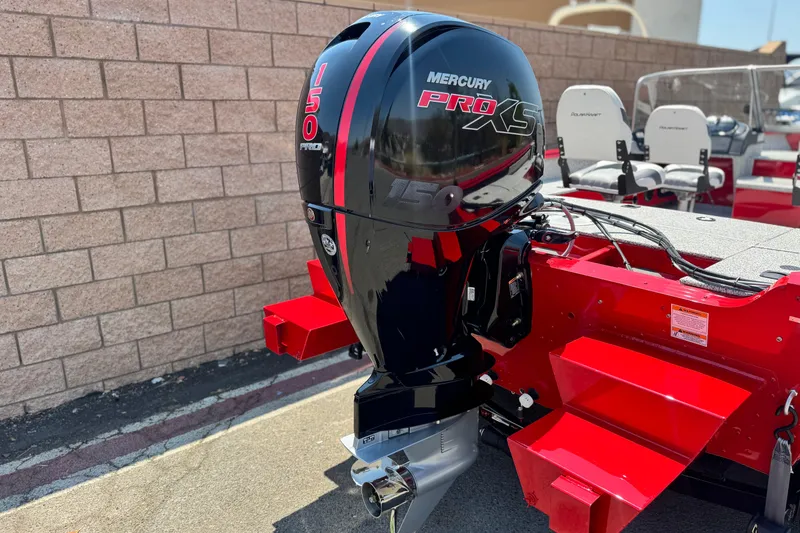 Slide: The Image of Red Apex Outlander V2010 boat with Mercury Pro XS 150 engine, 2024 model. - 6