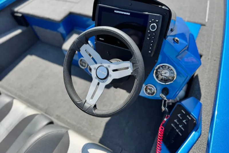 Slide: The Image of 2021 Vexus AVX1980 boat cockpit with steering wheel and navigation system. - 19