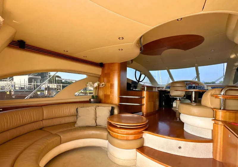 Slide: The Image of Luxurious interior of a 2010 Azimut 55E yacht with elegant seating and modern design. - 33