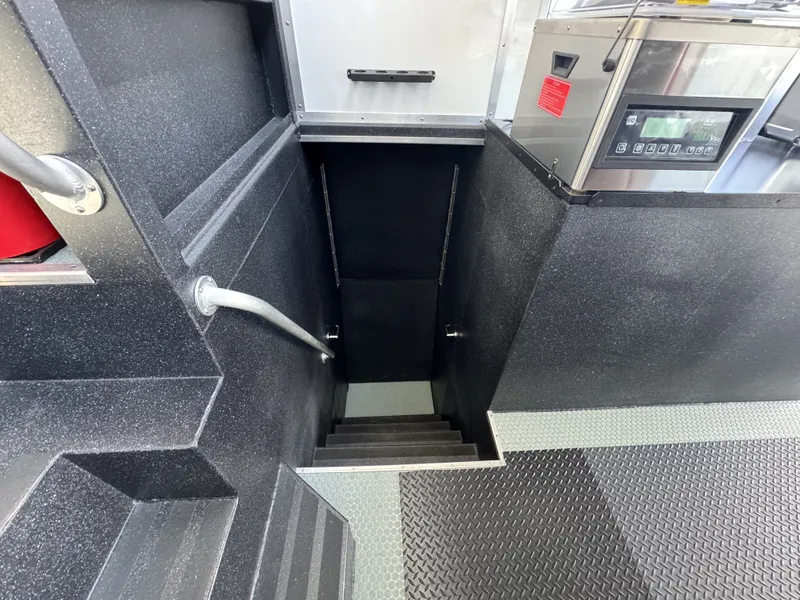 Slide: The Image of Staircase leading below deck on 2020 Aluminum Cruiser 42' Aluminum Trawler. - 22