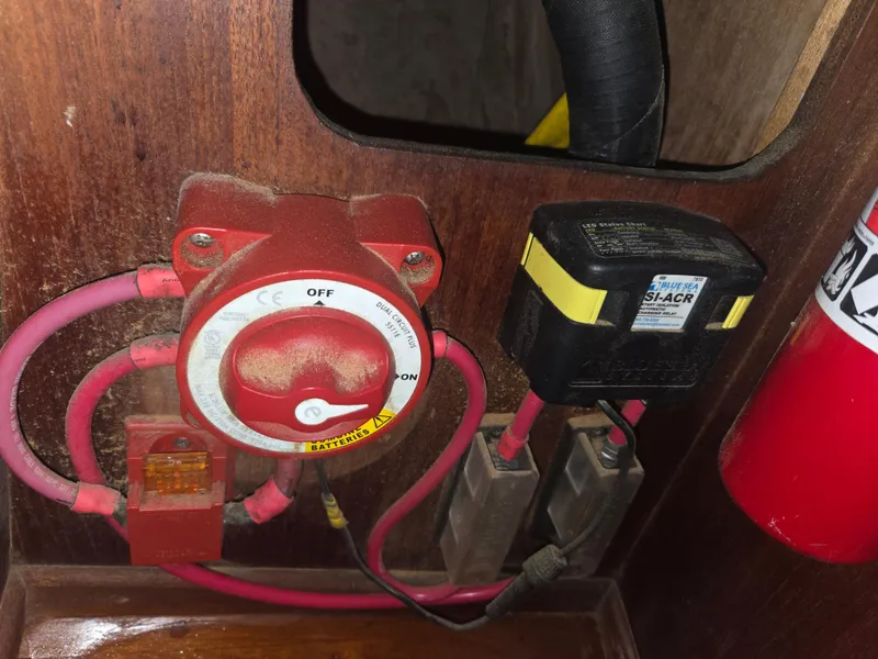 Slide: The Image of Electrical panel with battery switch and fuse in a 1982 Bristol 35.5 boat. - 18